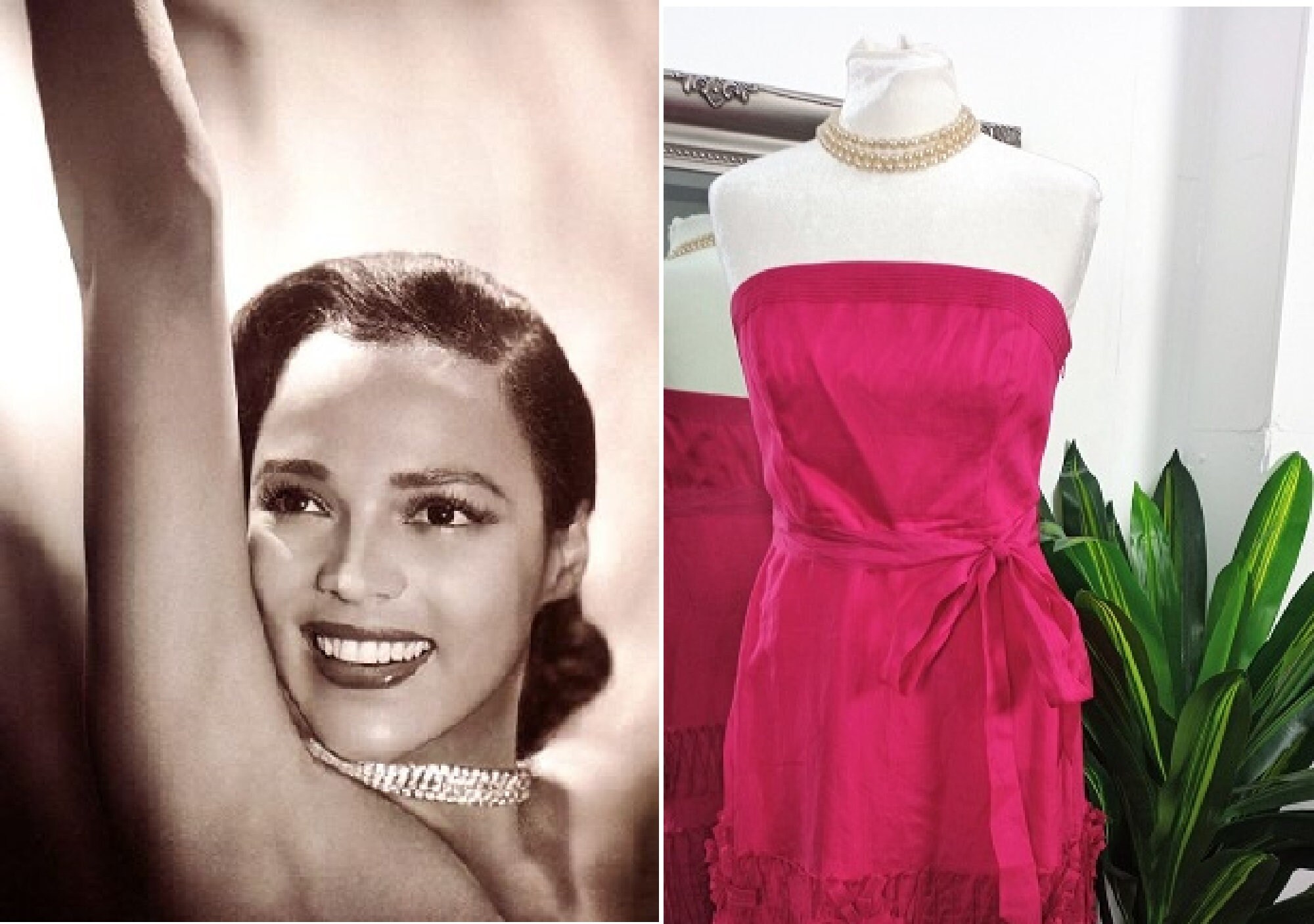 Red Dress  Pink Dress  Silk Dress  Ball Gown  Strapless Dress  Fit And Flare Dress  Prom Dress  1950s Style Dress  Ballkleid  Bandeau Dress