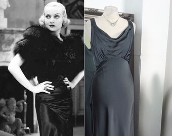 Silver Dress  Satin Dress  Cowl Neck Dress  Bias Cut Dress  Bustle Back Dress  Ball Gown  Prom Dress  1930s Style Dress  Old Hollywood Dress