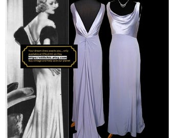 Lilac Dress  Satin Dress  Cowl Neck Dress  Crepe Dress  Bias Cut Dress  Prom Dress  Ball Gown  Floor Length Dress  Old Hollywood Dress  1930