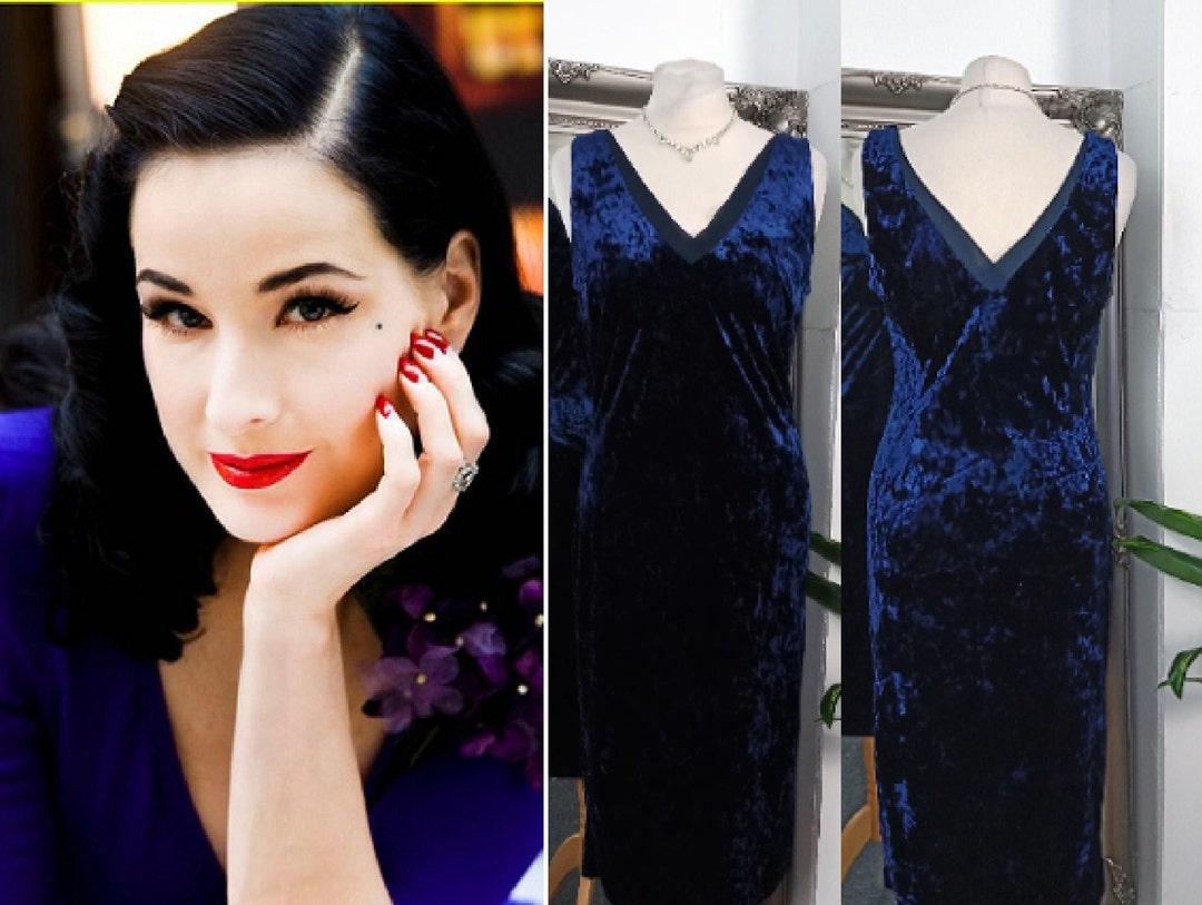 Blue Dress Velvet Dress Blue Velvet Dress Slip Dress Crushed Etsy