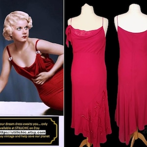 Red Dress  Pink Dress  Silk Dress  Cowl Neck Dress  Hankie Hem Dress  Bias Cut Dress  Slip Dress  Fairycore Dress  Chiffon Dress  30s Style