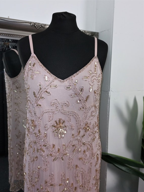 Pink Dress  Flapper Dress  Beaded Dress  Sequinne… - image 3