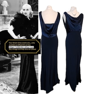 Prom Dress  Ball Gown  Blue Dress  Satin Dress  Bias Cut Dress  Cowl Neck Dress  Cowl Back Dress  Crepe Dress  Blue Satin Dress  1930s Style