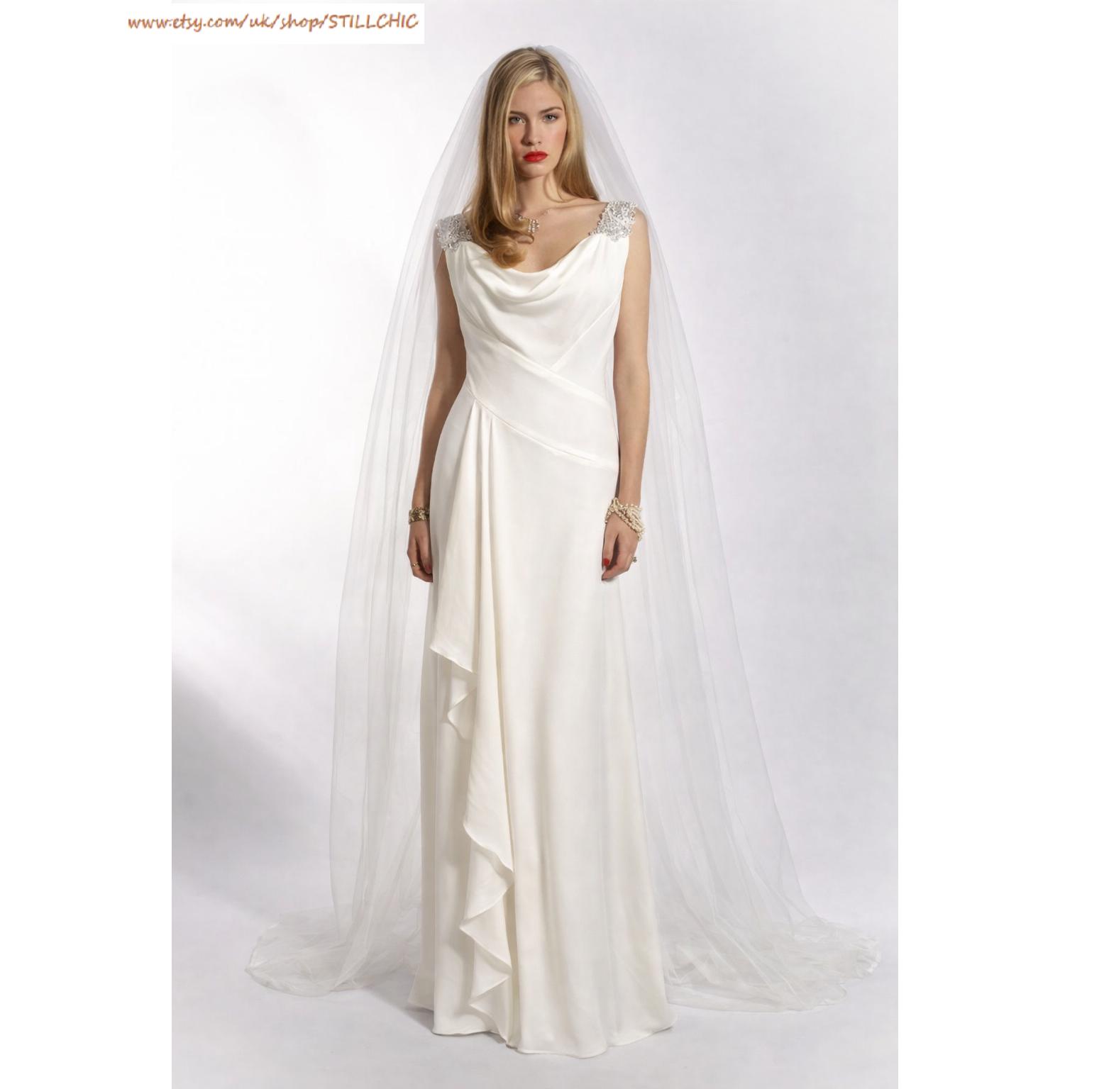 Crepe Cowl Neck Bias Cut Wedding Dress: 1930s Style Bridal Gown - Etsy