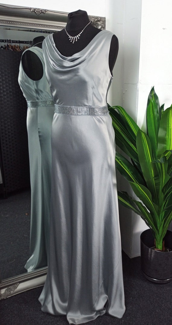 Silber Kleid Satinkleid Schrägschnitt Kleid Kuhhalskleid Kleid - Etsy  Österreich