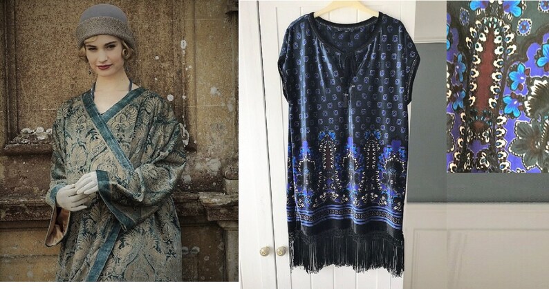 Flapper Dress Velvet Dress 1920s Dress 1920s Style Dress Fringed Dress Tassled Dress Downton Abbey Dress Velvet Smock Velvet Tunic