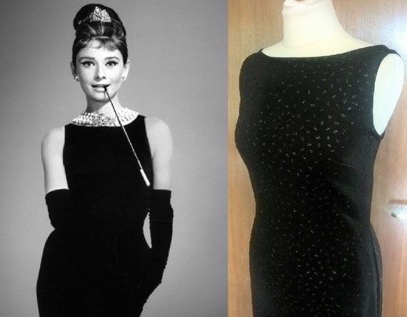 boat neck black dress audrey hepburn
