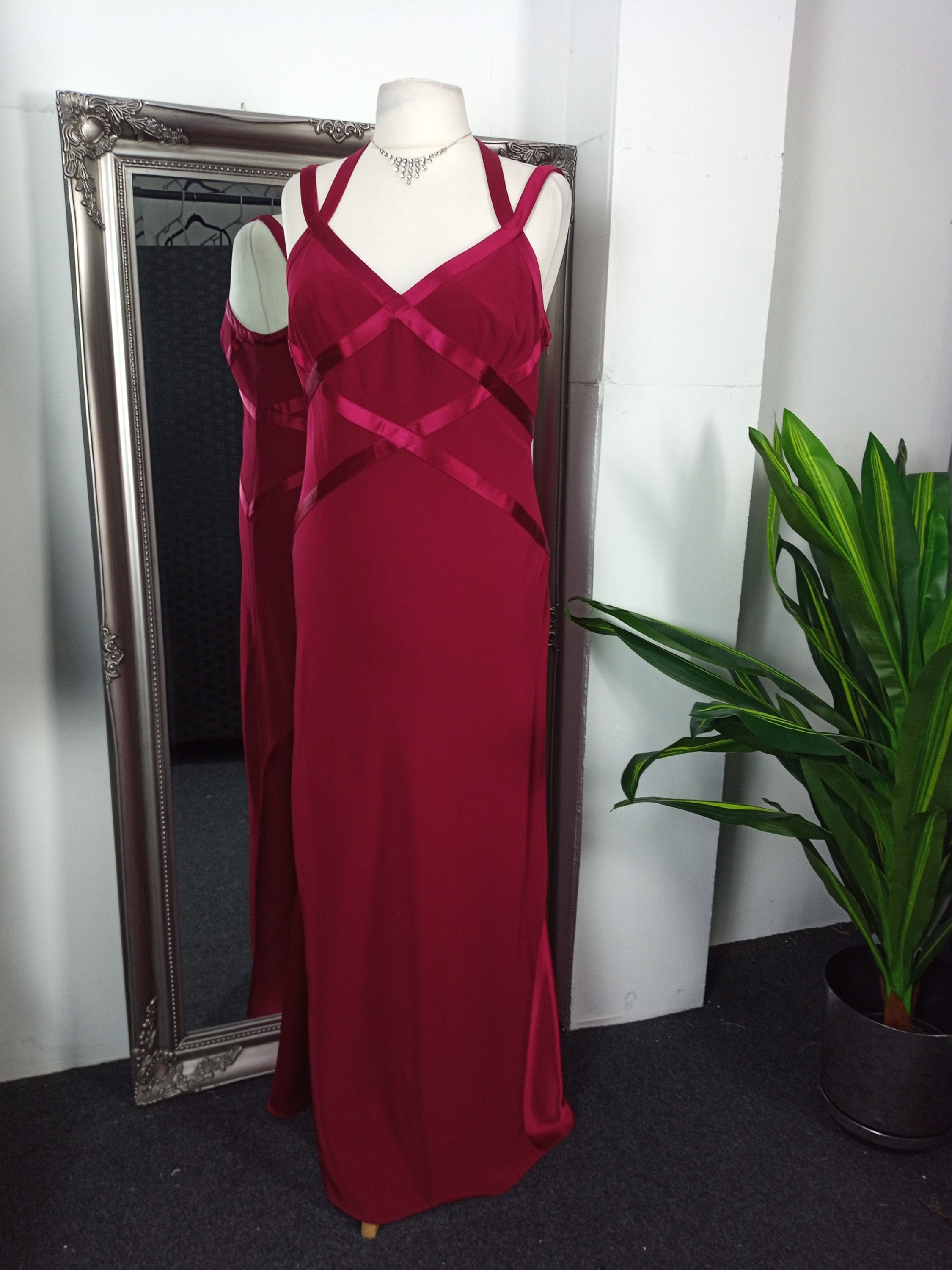 Red Dress Satin Dress Bias Cut Dress Red Satin Dress Prom Etsy