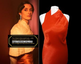 Prom Dress  Orange Dress  Satin Dress  Liquid Satin Dress  High Neck Dress  Evening Dress  Halter Neck Dress  Burnt Orange Dress  Ball Gown
