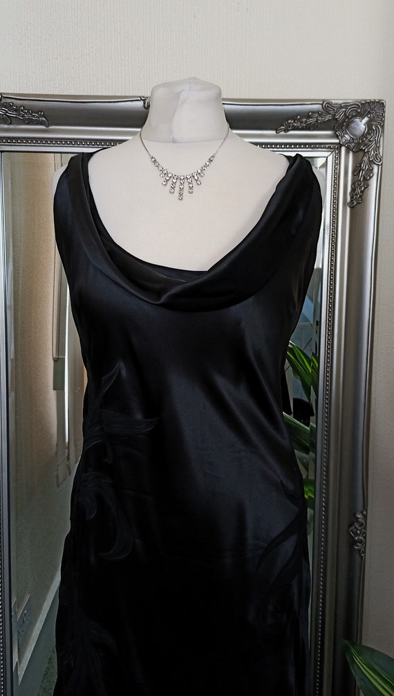 Black Dress  Silk Dress  Satin Dress  Cowl Neck D… - image 3