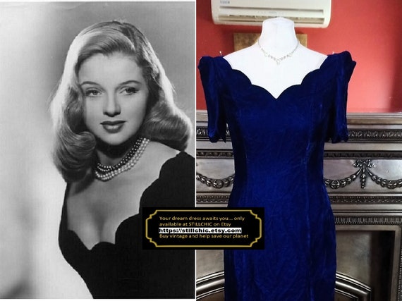 Blue Dress  Velvet Dress  Blue Velvet Dress  Wigg… - image 1