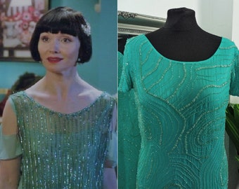 Green Dress  Flapper Dress  Beaded Dress  Sequinned Dress  Cocktail Dress  Embellished Dress  Sequin Dress  Gatsby Dress  Downton Abbey