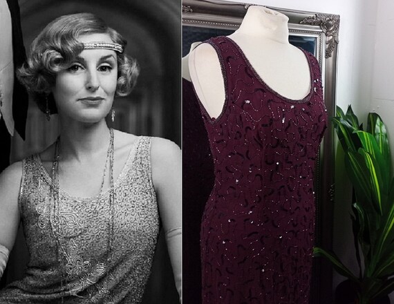 Flapper Dress Beaded Dress Sequin Dress Purple