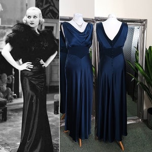 Blue Dress  Satin Dress  Cowl Neck Dress  Bias Cut Dress  Prom Dress  Ball Gown  Blue Satin Dress  Liquid Satin Dress  1930s Style Dress