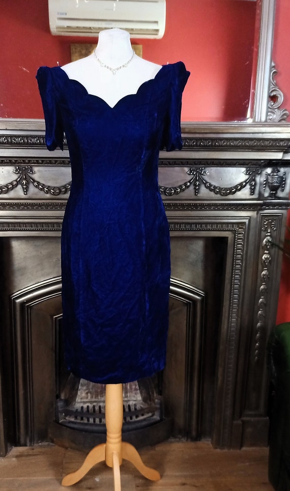 Blue Dress  Velvet Dress  Blue Velvet Dress  Wigg… - image 2