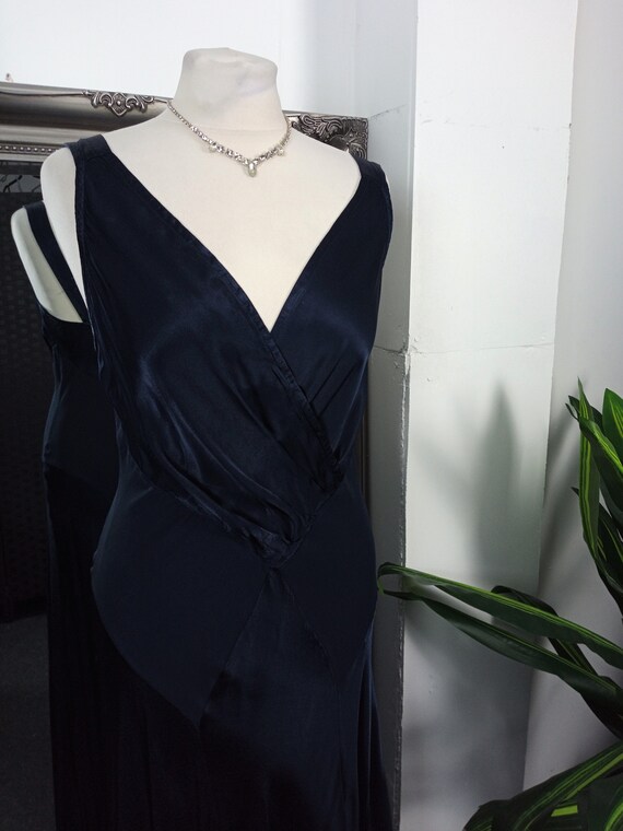 Blue Dress Bias Cut Dress Satin Dress Blue Satin D… - Gem