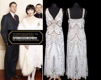 Cocktail Dress  White Dress  Flapper Dress  Beaded Dress  Bias Cut Dress  Sequinned Dress  Gatsby Dress  Embellished Dress  Fairycore Dress