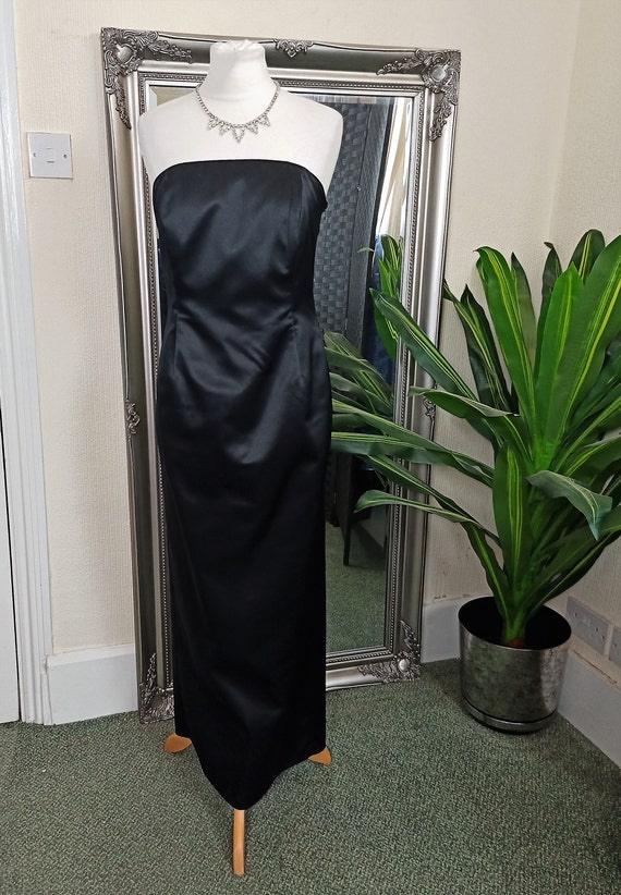 Black Dress Satin Dress Strapless Dress Black Satin Dress Fishtail