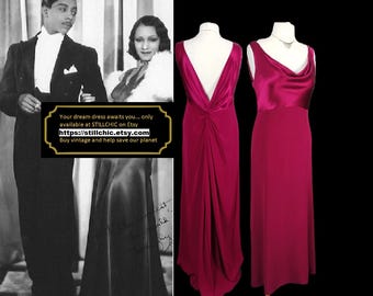 Pink Dress  Red Dress  Bias Cut Dress  Cowl Neck Dress  Satin Dress  Prom Dress  Ball Gown  Evening Dress  Maxi Dress  1930s Style Dress