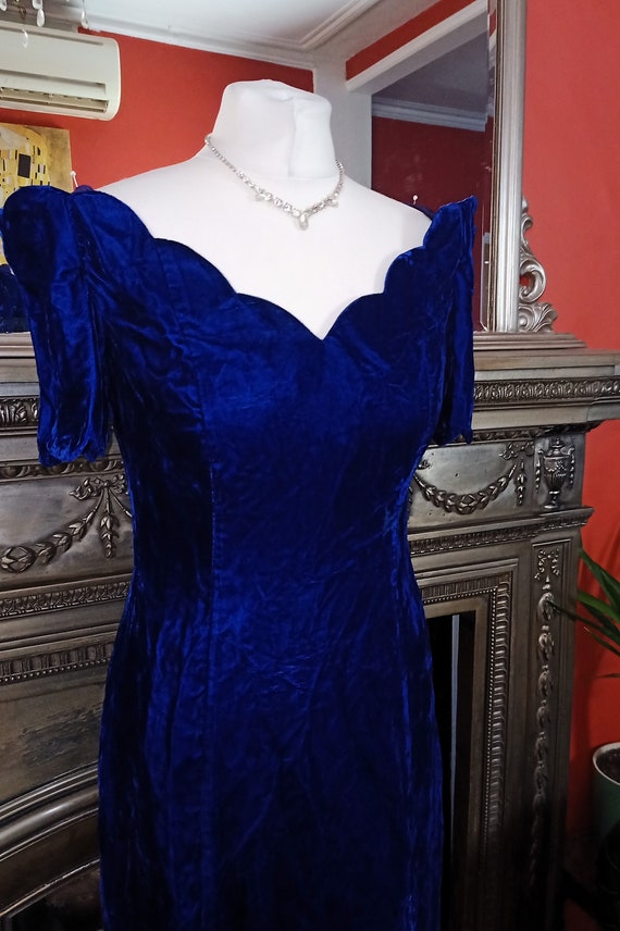 Blue Dress  Velvet Dress  Blue Velvet Dress  Wigg… - image 3