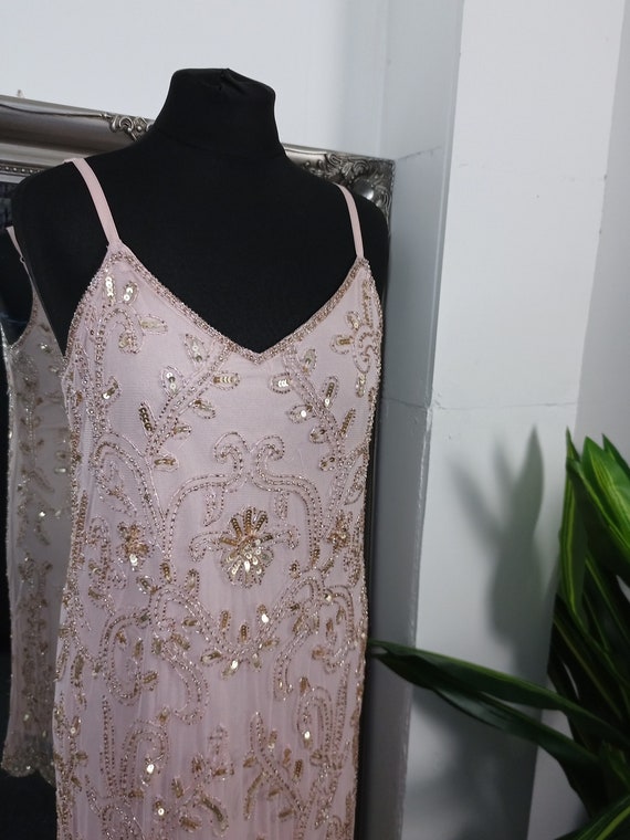 Pink Dress  Flapper Dress  Beaded Dress  Sequinne… - image 5