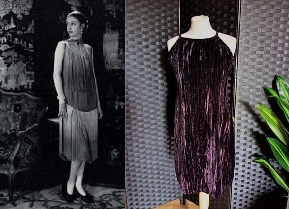 Velvet Dress Purple Dress 1920s Style Dress Pur