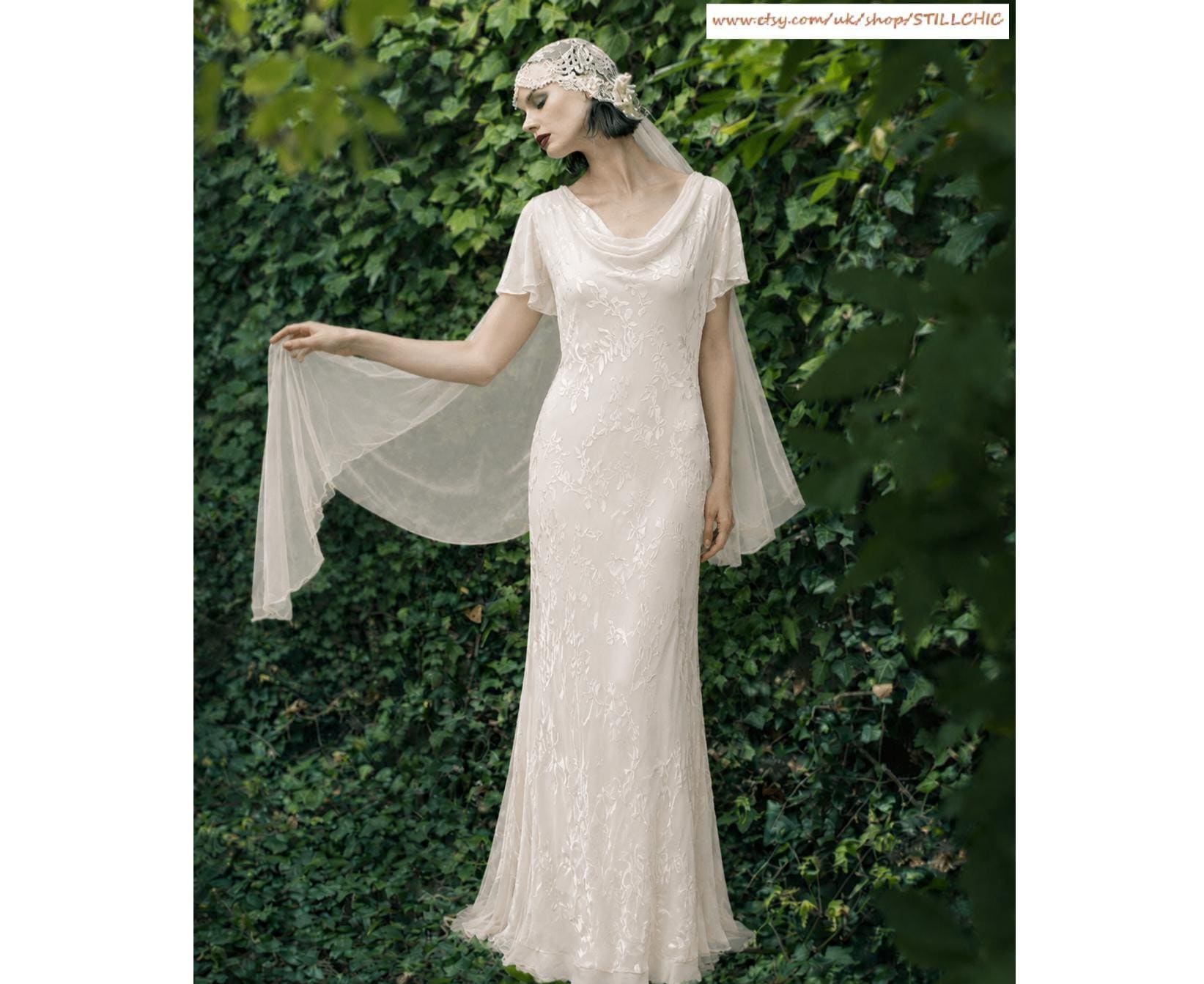Vintage Devore Silk Wedding Dress