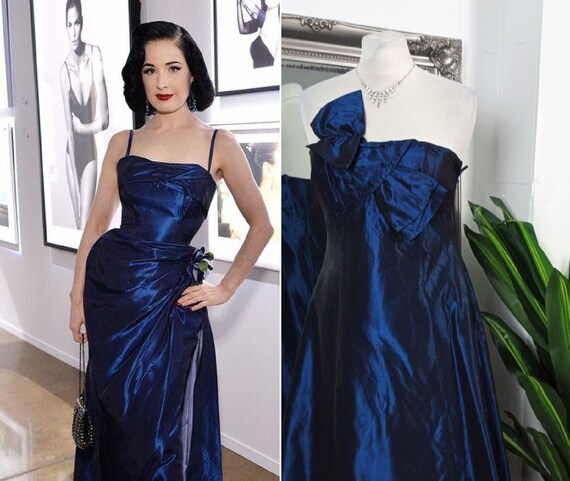 Blue Dress Taffeta Dress Ball Gown 