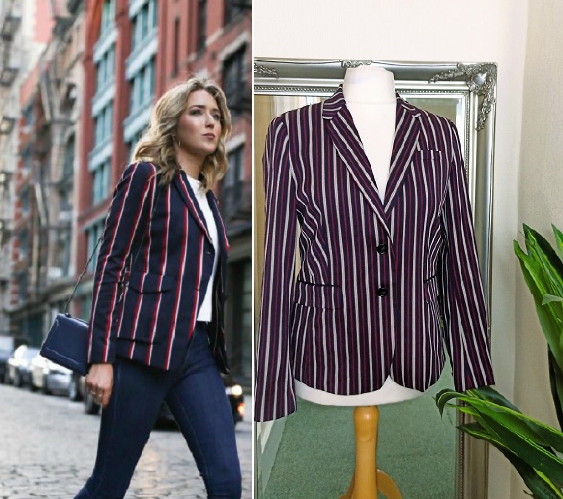 Ladies striped shop blazer