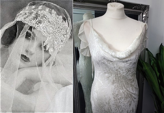 1930s Style Wedding Dress Ivory Silk Dress Cowl