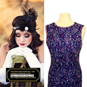 Zauberhafte Perlen Gatsby Kleid: Art Deco Stil Pailletten Kleid Lila Kleid Gatsby Kleid Flapper Kleid Verziertes Kleid