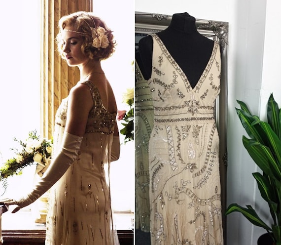 Gold Dress  Flapper Dress  Beaded Dress  Sequinne… - image 1