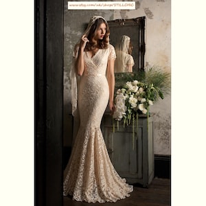 Cream Trumpet Mermaid Wedding Dress - Etsy