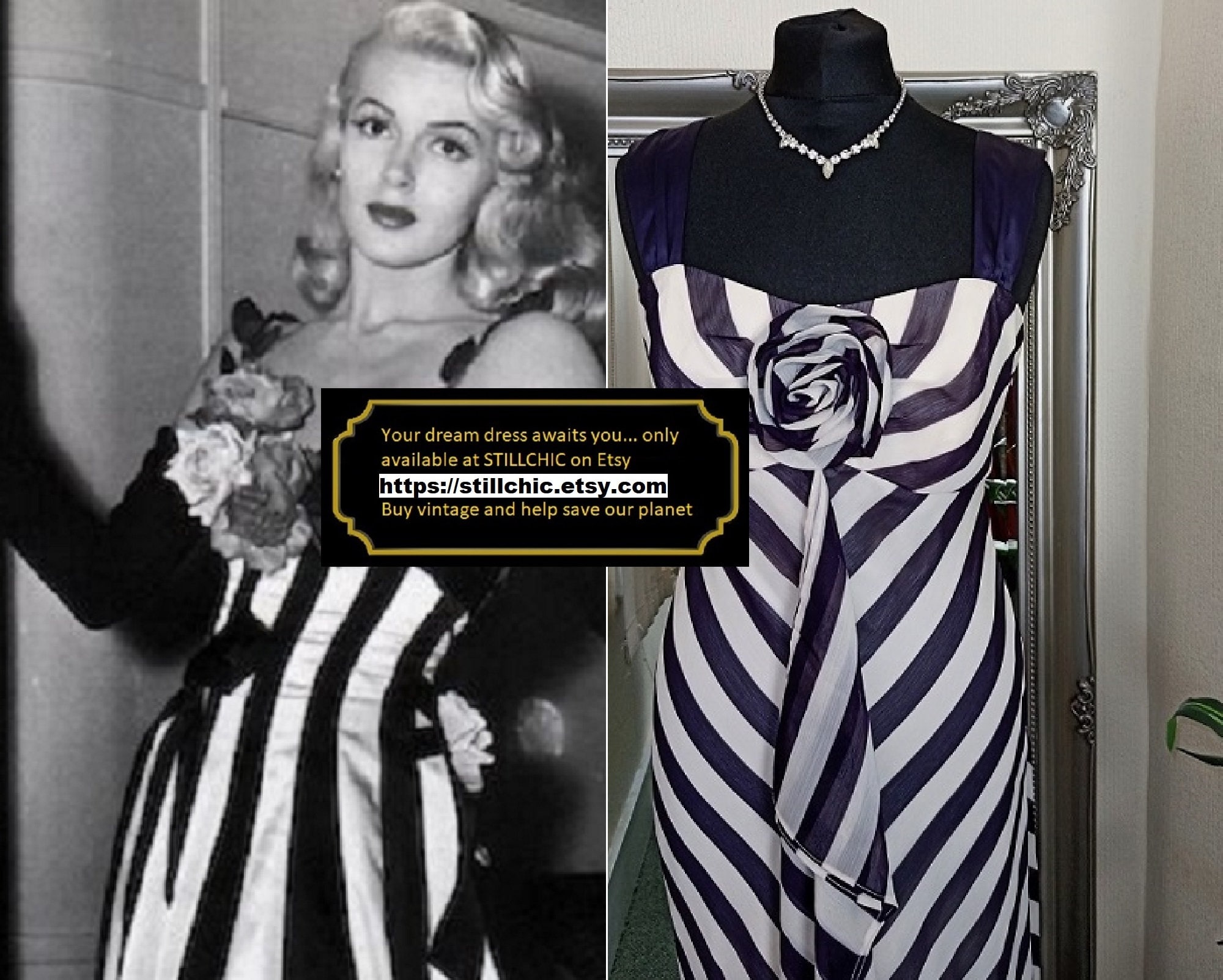 50s striped dress ストライプ ワンピース