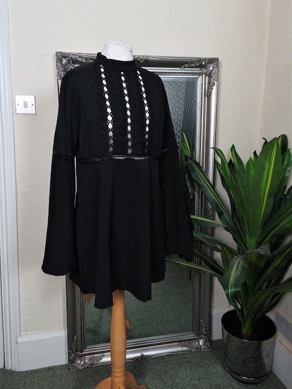 Black Dress  Smock Dress  Tunic Dress  Bell Sleev… - image 4