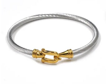 Luxury Cable Bracelet , Cable Twist Cuff Bangle, ladies Bangle Bracelet.