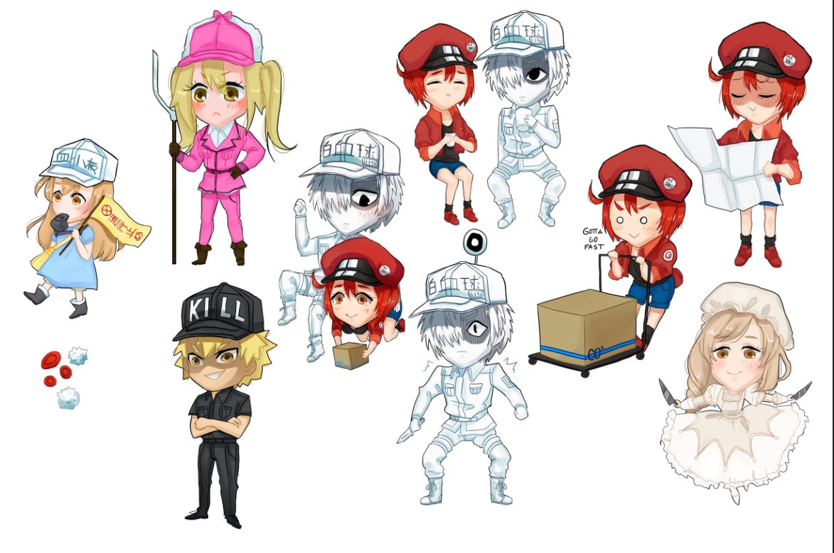 28x43cm Anime Hataraku Saibou Black/Cells at Work! Poster-Room  Decoration-Cafe Bar-Home Decoration Theme, 11x17inches: Buy Online at Best  Price in UAE 