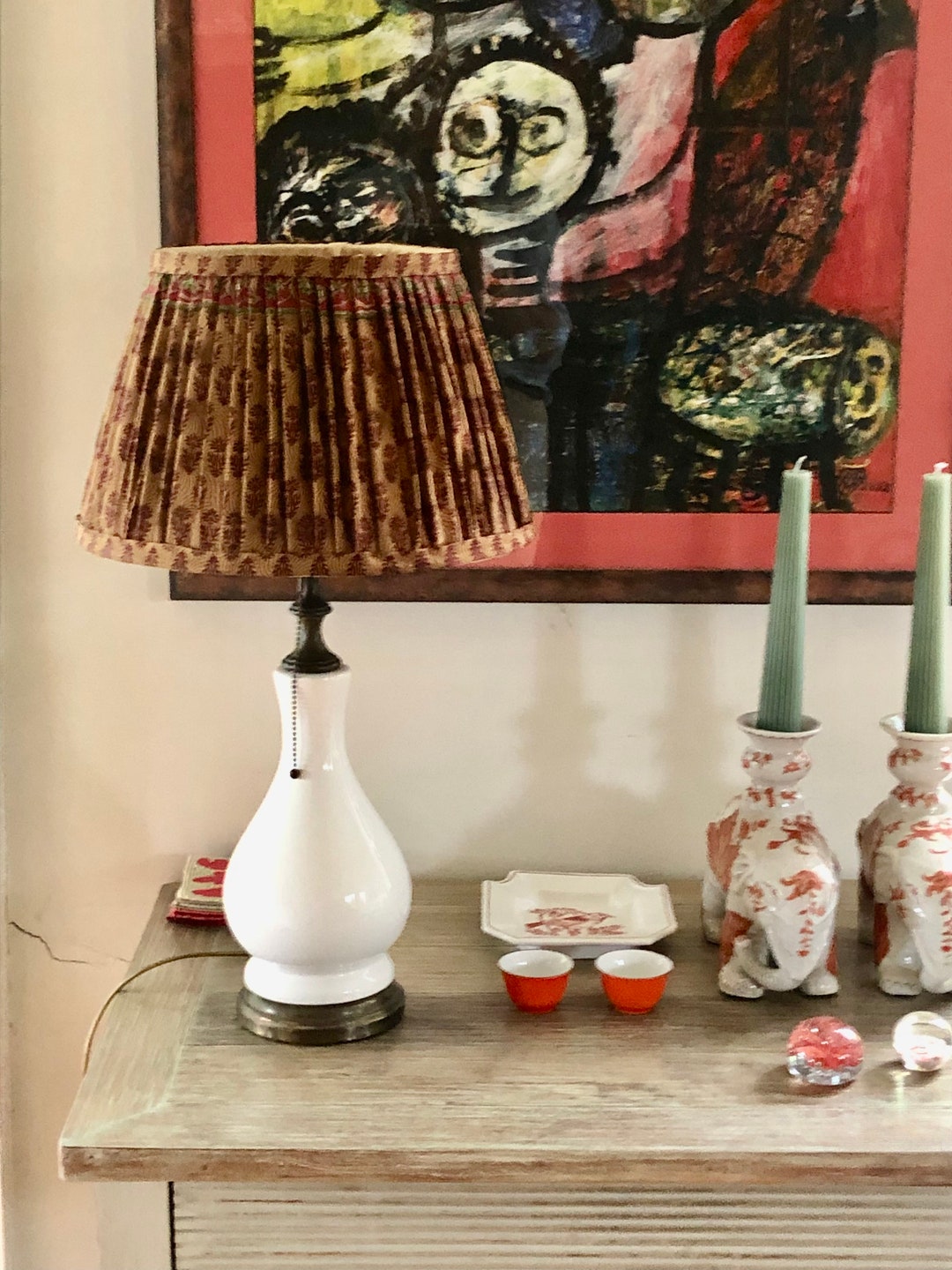 Geplooide Lampenkap Doek Tafel Plafond Lichte Schaduw