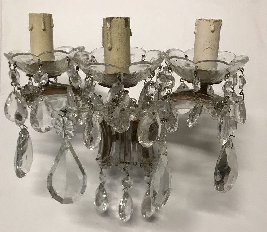 Antique on sale crystal sconces