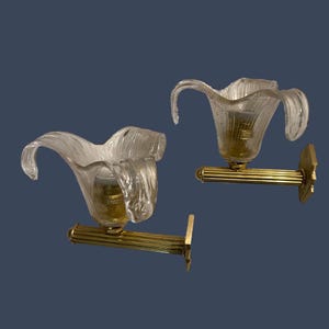 Vintage Murano Glass Sconces: Mid-Century Italian Brass Wall Lights