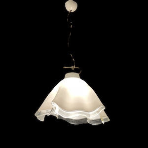 Mid century Murano Chandelier, Vintage Handkerchief Pendant Light, White Lamp, Chandelier Lighting