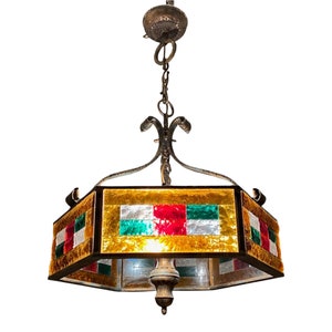 Żyrandol ze szkła Murano w stylu vintage: lampa w stylu boho z kutego żelaza