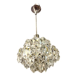Vintage Crystal Chandelier: Mid-Century Pendant Light, USA Compatible