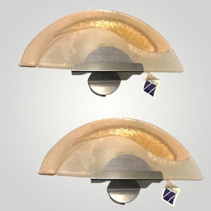 Vintage Gold Murano Glass Sconces: Italian Mid Century Wall Lights (Set of Two)