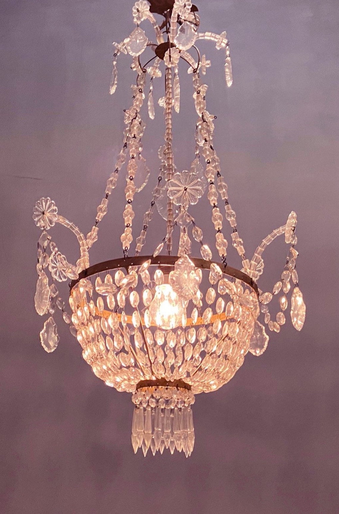 Rare Vintage Crystal Chandelier Empire Chandelier Antique Etsy UK