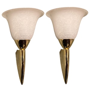 Vintage Murano Glass Sconces: Mid-Century Brass Italian Wall Lamps (Set of Two)