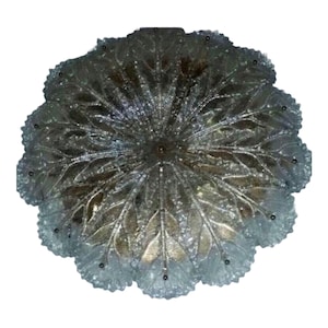 Vintage Murano Glass Leaf Chandelier: Italian Gold Flush Mount Light