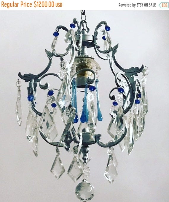 Blue Vintage Murano Chandelier Lighting - Light Blue Glass Crystal Chandelier Blue Vintage Murano Chandelier Lighting - Light Blue Glass Crystal Chandelier