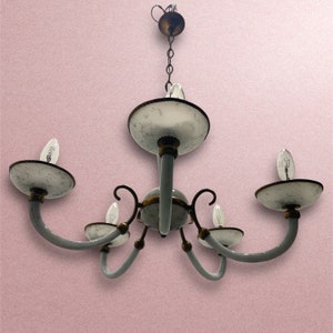 Murano Chandelier Lighting, White Italian Handblown Glass Chandelier Pendant, Artdeco Light, Wiring Compatible USA, Free Shipping USA