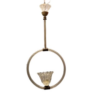 Vintage Murano Barovier Chandelier, Italian Murano Pendant Light Attributed to Barovier Toso, Vintage Lamp